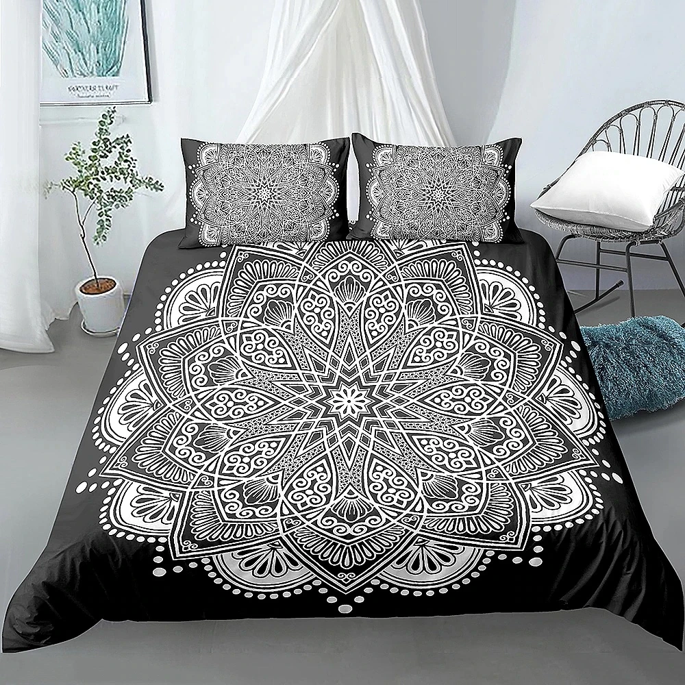 Parure De Lit Mandala Noir Et Blanc
