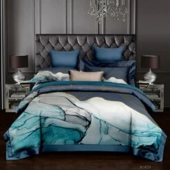 Parure De Lit Luxueuse Bleue