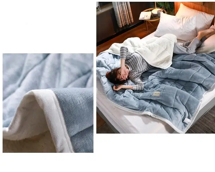 Parure De Lit épaisse Polaire Et En Flanelle Gris – Image 4