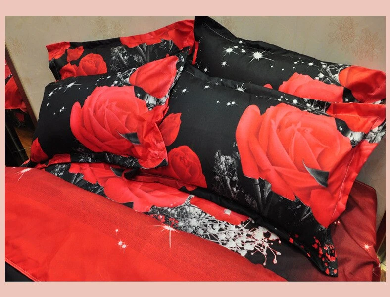 Parure De Lit Noir Et Roses Rouges – Image 3