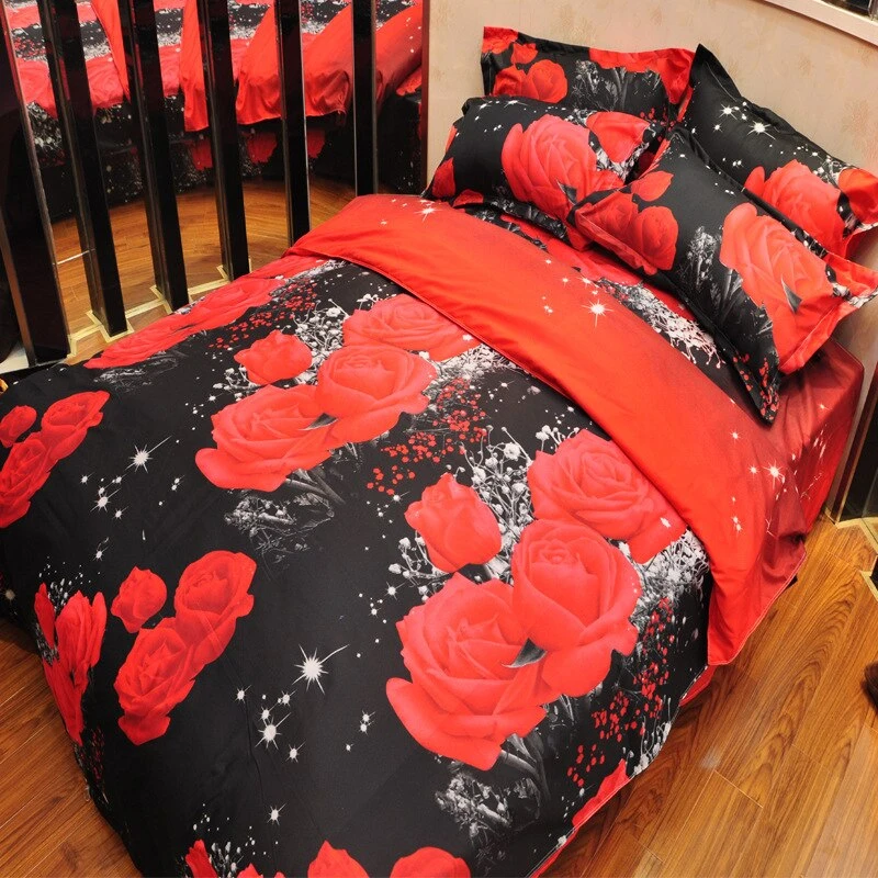 Parure De Lit Noir Et Roses Rouges – Image 4