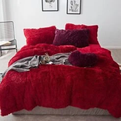 Parure De Lit Effet Fourrure Framboise