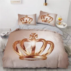 Parure De Lit Rose Et Grise Couronne