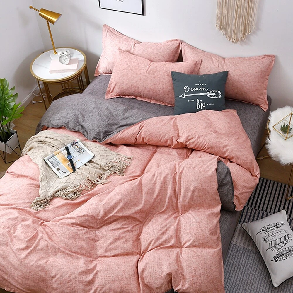 Parure De Lit Rose Et Grise Texturée – Image 3