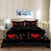 Parure De Lit Noir Et Rouge Love