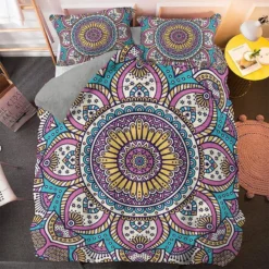 Parure De Lit Mandala Rose Et Bleu