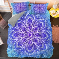 Parure De Lit Mandala Bleu Et Violet