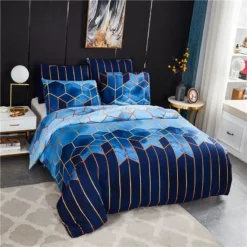 Parure De Lit Géométrique Bleu