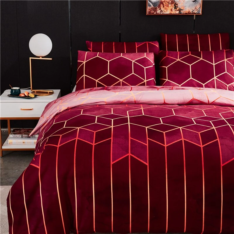 Parure De Lit Géométrique Rouge – Image 3