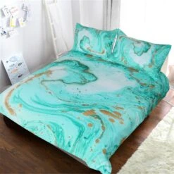 Parure De Lit Turquoise Effet Peinture