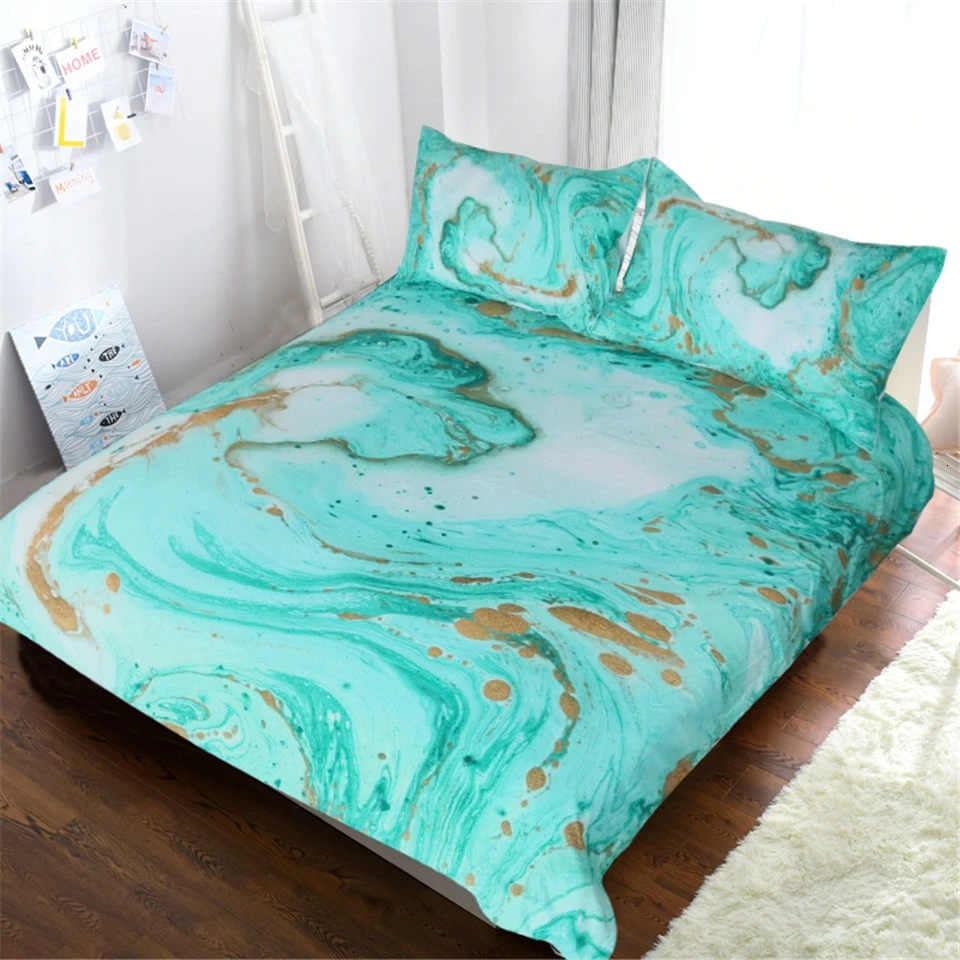 Parure De Lit Turquoise Effet Peinture