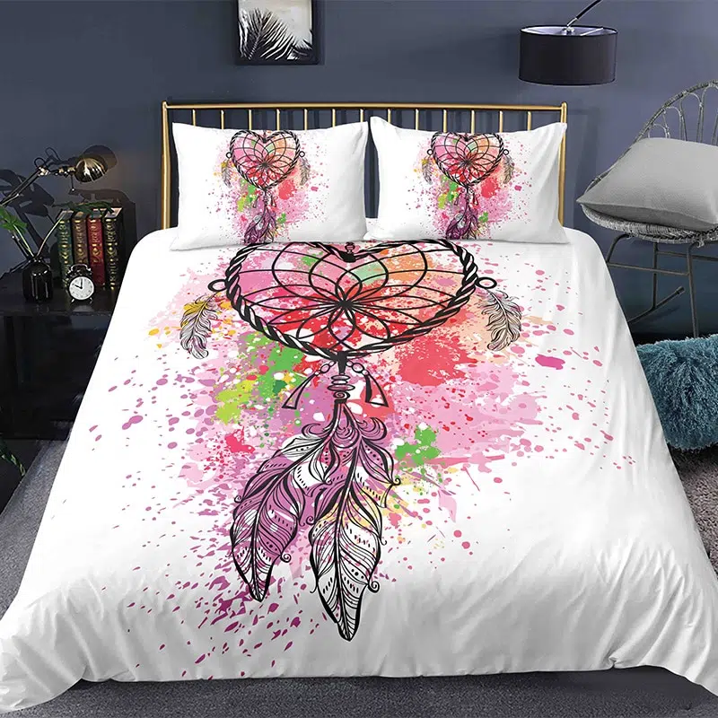 Parure De Lit Attrape Rêve Cœur Teinte Coloré
