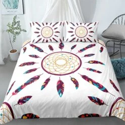 Parure De Lit Attrape Rêve Blanc Tissu Doux