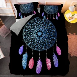 Parure De Lit Attrape Rêve Noir Motif Mandala