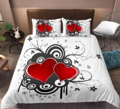 Parure De Lit Blanche Motif Note De Musique Et Cœur