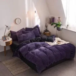 Parure De Lit Unie Violette En Flanelle