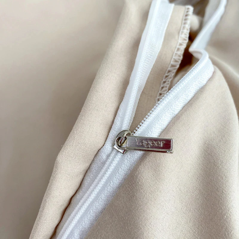 Parure De Lit Beige En Tissu Doux – Image 5