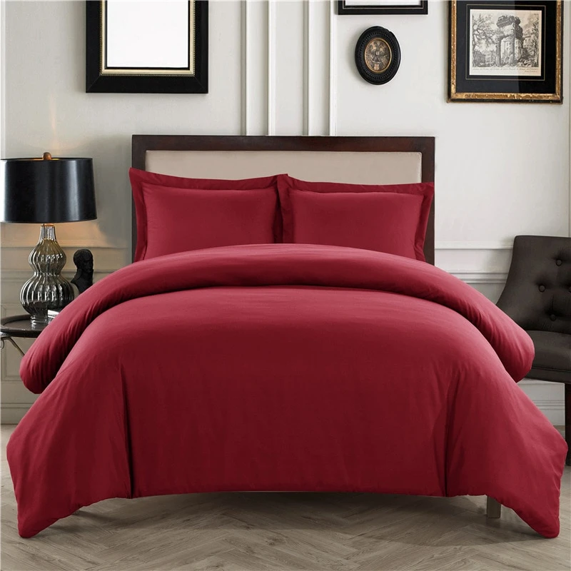 Parure De Lit Unie Rouge Confortable