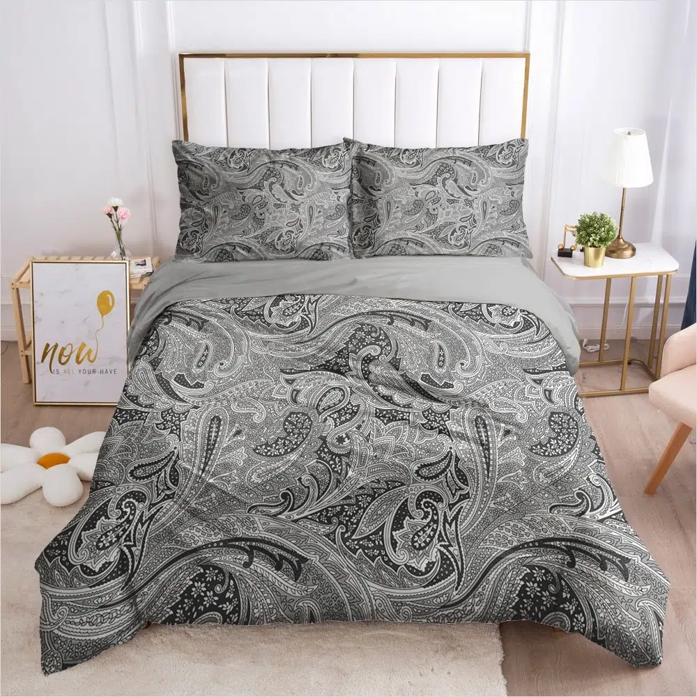 Parure De Lit Grise Ă Motif Cachemire