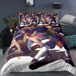 Parure De Lit Blanche Avec Imprimé Personnages Demon Slayer