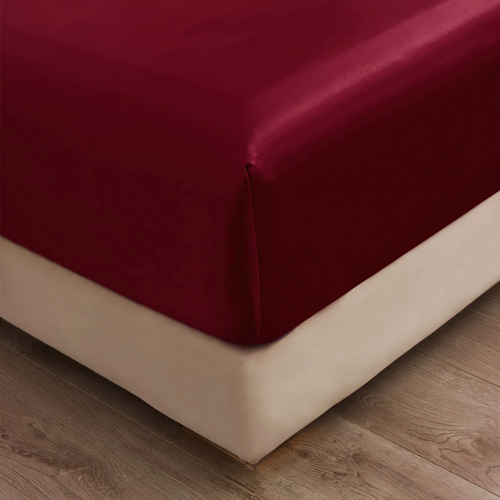 Drap-housse En Satin Rouge à Poche Profonde Pour Lit – Image 4