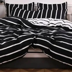 Parure De Lit Marinière Noir Et Blanc