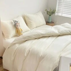 Parure De Lit Beige En Tissu De Haute Qualité