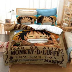Parure De Lit à Motif One Piece Monkey.D Luffy Marron