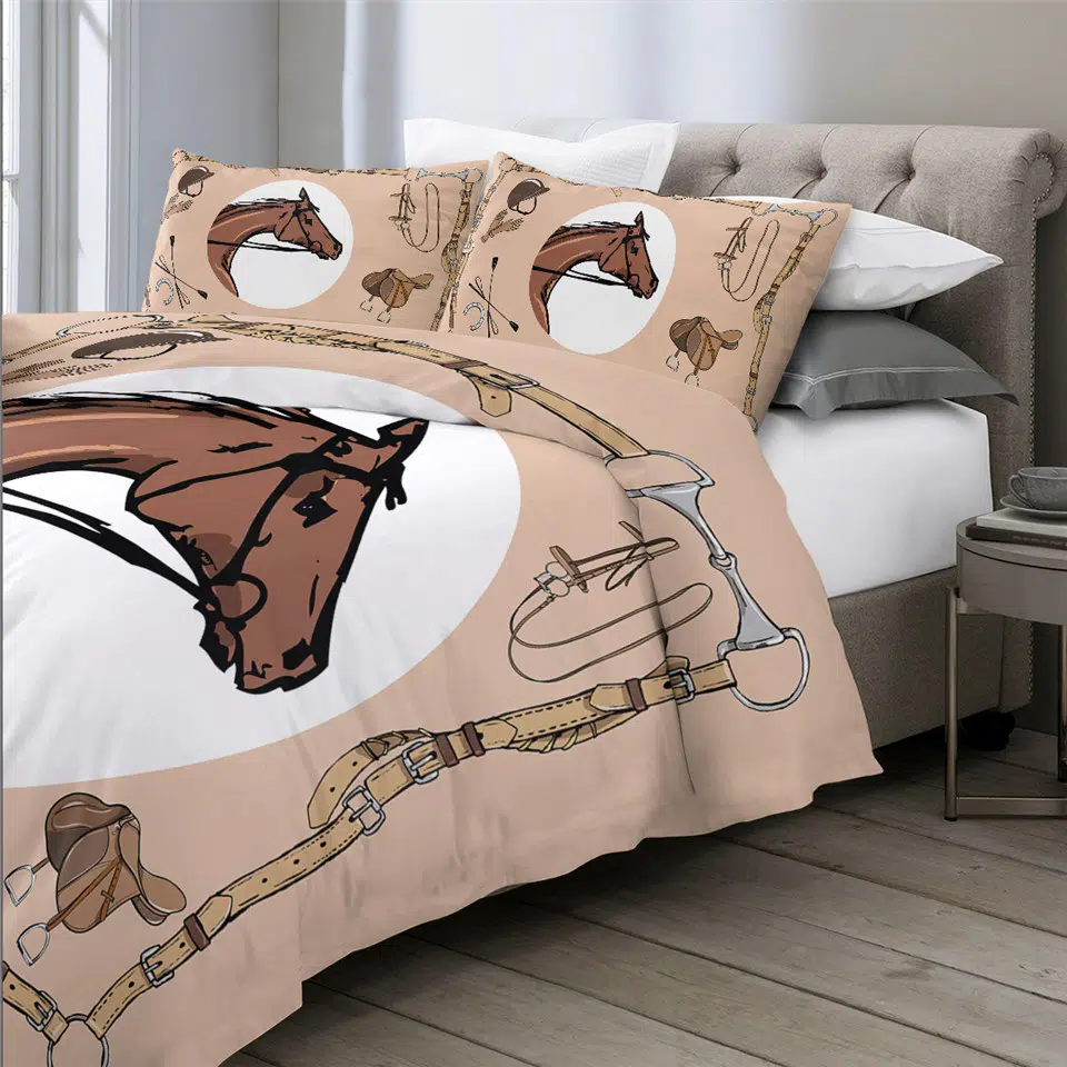 Parure De Lit à Motifs Chevaux Marron Sublime – Image 2