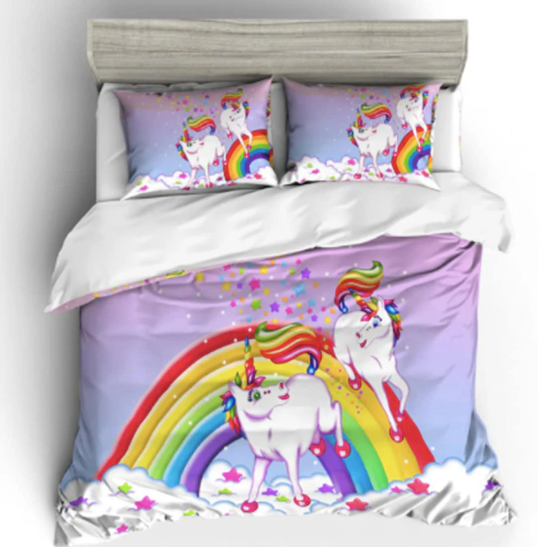 Parure De Lit Licornes Et Arc-en-ciel