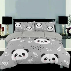 Parure De Lit Panda Grise