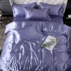 Parure De Lit En Satin De Soie Mauve