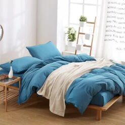 Parure De Lit Unie Bleu Canard