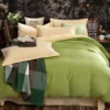 Parure De Lit Verte Et Beige