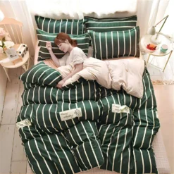 Parure De Lit Verte à Rayures
